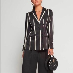 Vince Camuto Double Breasted Striped Blazer Career Casual Black/White Size 2